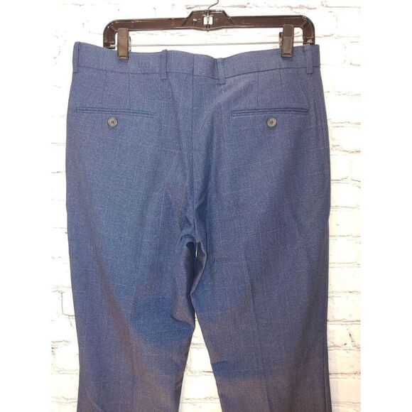 JT Jack Threads Mens Size 32 Navy Check Flat Front Dress Pants - Picture 2 of 5